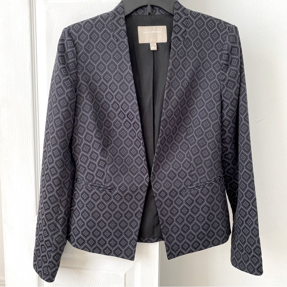 Banana Republic Black & Deep Purple Open Front Blazer
